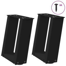 vidaXL dohányzóasztal lábak U-alakú 2 db Fekete 30x(30-31) cm acél bútor