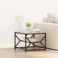 vidaXL dohányzóasztal polccal Sonoma tölgyben – 51x50x40 cm – Szerelt fából bútor