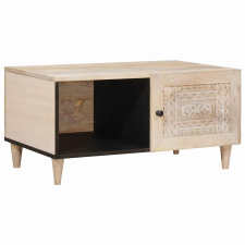 vidaXL Dohányzóasztal polcokkal Bézs 80 x 50 x 40 cm tömör mangófa bútor
