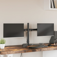 vidaXL dupla fekete acél monitorállvány VESA 75/100 mm monitor kellék