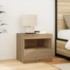 vidaXL Éjjeli asztal LED lámpákkal Kézműves tölgy 50x40x45 cm bútor
