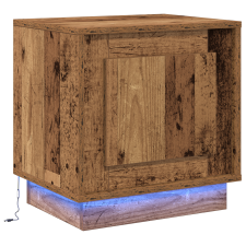 vidaXL Éjjeli asztal LED világítással Régi fa 44x34,5x45 cm (869574) bútor