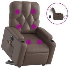 vidaXL elektromos barna műbőr felállást segítő dönthető masszázsfotel (3204795) masszázsfotel