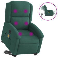 vidaXL elektromos felállást segítő sötétzöld bársony masszázsfotel (3204335) bútor