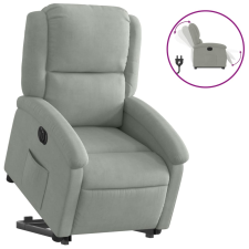 vidaXL elektromos felállást segítő világosszürke bársony fotel (3204322) bútor