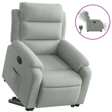 vidaXL elektromos felállást segítő világosszürke bársony fotel (3205114) bútor