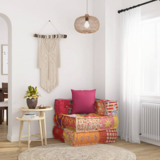 vidaXL elemes foltvarrott szövet puff párnával kerti bútor