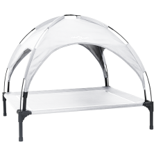 vidaXL Emelt kutyaágy levehető tetővel Ezüst szürke L Fém (42008195) szállítóbox, fekhely kutyáknak