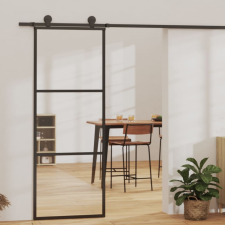 vidaXL ESG üveg és alumínium tolóajtó fémszerelvény-szettel 76x205 cm építőanyag