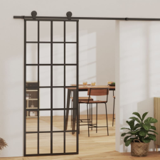 vidaXL ESG üveg és alumínium tolóajtó fémszerelvény-szettel 76x205 cm építőanyag