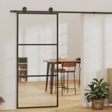 vidaXL Esg üveg és alumínium tolóajtó fémszerelvény-szettel 90x205 cm építőanyag