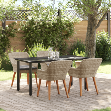 vidaXL Étkezőgarnitúra 5 pcs Világosszürke és fekete 160 x 80 x 74 cm kerti bútor