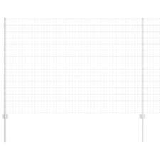 vidaXL Euro Kerítés 10 U Oszlopos Ezüst 1,5x10 m Acél (3336166) építőanyag