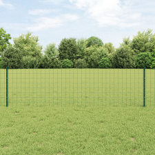vidaXL Euro Kerítés 11 U Oszloppal Zöld 0,6x25 m Acél építőanyag