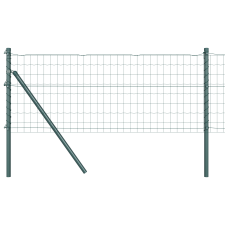 vidaXL Euro Kerítés 13 Oszloppal 0.4x50 m Galvanizált Acél Zöld (3350338) építőanyag