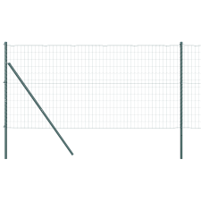 vidaXL Euro Kerítés 13 Oszloppal 1x25 m Galvanizált Acél Zöld (3350324) építőanyag