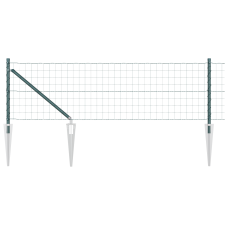 vidaXL Euro Kerítés 7 Cölöp Poszttal 0.4x10 m Galvanizált Acél Zöld (3350611) építőanyag