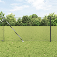 vidaXL Euro Kerítés 7 Cölöppel 1x10 m Galvanizált Acél Szürke építőanyag