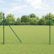 vidaXL Euro kerítés 7 oszloppal 1.5x10 m Galvanizált acél Zöld építőanyag