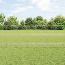 vidaXL Európai Kerítés 10 U Oszloppal Ezüst 1x10 m Acél építőanyag