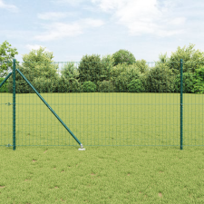 vidaXL Európai kerítés 7 cölöppel 1,2x10 m galvanizált acél zöld építőanyag