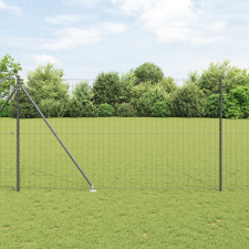 vidaXL Európai Kerítés 7 Cövek Tartóval 1.6x10 m Galvanizált Acél Szürke építőanyag