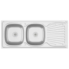 vidaXL ezüst rozsdamentes acél dupla konyhamosogató 1200x500x155 mm (147238) mosogatótálca