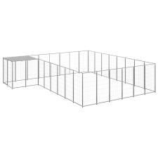 vidaXL ezüstszínű acél kutyakennel 15,73 m² szállítóbox, fekhely kutyáknak