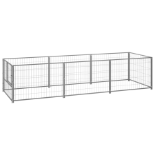 vidaXL Ezüstszínű acél kutyakennel 3 m² szállítóbox, fekhely kutyáknak