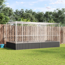 vidaXL Ezüstszínű acél madárház bővítménnyel 418x207x212 cm madár kalitka