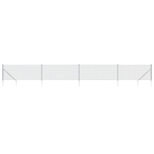 vidaXL ezüstszínű drótkerítés cövekekkel 1 x 10 m (154017) építőanyag