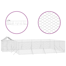 vidaXL Ezüstszínű horganyzott acél kutyakennel tetővel 10x6x2,5 m szállítóbox, fekhely kutyáknak