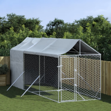 vidaXL ezüstszínű horganyzott acél kutyakennel tetővel 2x6x2,5 m szállítóbox, fekhely kutyáknak
