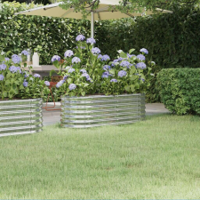 vidaXL ezüstszínű porszórt acél kerti magaságyás 114x40x36 cm kerti tárolás