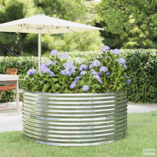 vidaXL Ezüstszínű porszórt acél kerti magaságyás 140x140x68 cm kerti tárolás