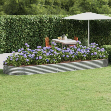vidaXL ezüstszínű porszórt acél kerti magaságyás 450x140x36 cm kerti tárolás