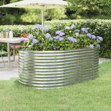 vidaXL ezüstszínű porszórt acél kerti ültetőláda 175 x 100 x 68 cm bútor