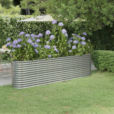 vidaXL ezüstszínű porszórt acél kerti ültetőláda 260 x 40 x 68 cm kerti dekoráció
