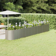 vidaXL ezüstszínű porszórt acél kerti ültetőláda 512x80x68 cm kerti dekoráció