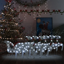 vidaXL Ezüstszínű rénszarvas és szán karácsonyi dekoráció 140 LED-del karácsonyi dekoráció