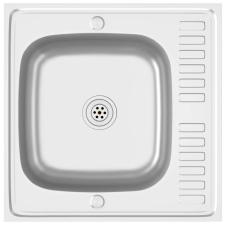 vidaXL Ezüstszínű rozsdamentes acél mosogató lefolyóval 600x600x155mm mosogatótálca