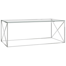 vidaXL ezüstszínű üveg és rozsdamentes acél dohányzóasztal 120x60x45cm bútor