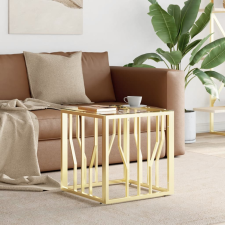 vidaXL ezüstszínű üveg és rozsdamentes acél dohányzóasztal 50x50x50 cm bútor