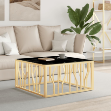 vidaXL ezüstszínű üveg és rozsdamentes acél dohányzóasztal 80x80x40 cm bútor