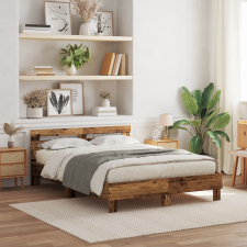 vidaXL Fa ágykeret Újrahasznosított fa 140 x 190 cm Átalakítható ágy és ágykellék