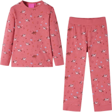 vidaXL Fakó rózsaszín hosszú ujjú gyerekpizsama 116 (14231 VidaXL)