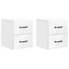 vidaXL Fali éjjeli szekrény 2 pcs Magasfényű Fehér 34,5 x 33 x 40 cm