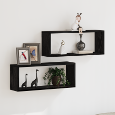 vidaXL Fali Polcok 2 Darab Fekete Tölgy 60x15x23 cm Műanyag Fából Készült bútor