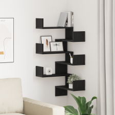 vidaXL Falipolcok 2 db Fekete Tölgy 40x40x49,5 cm Fűrészelt Fa bútor