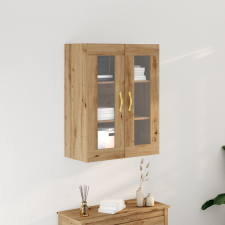 vidaXL Falra Szerelhető Szekrény Üveg Ajtókkal Kézműves Tölgy 69,5x34x90 cm bútor